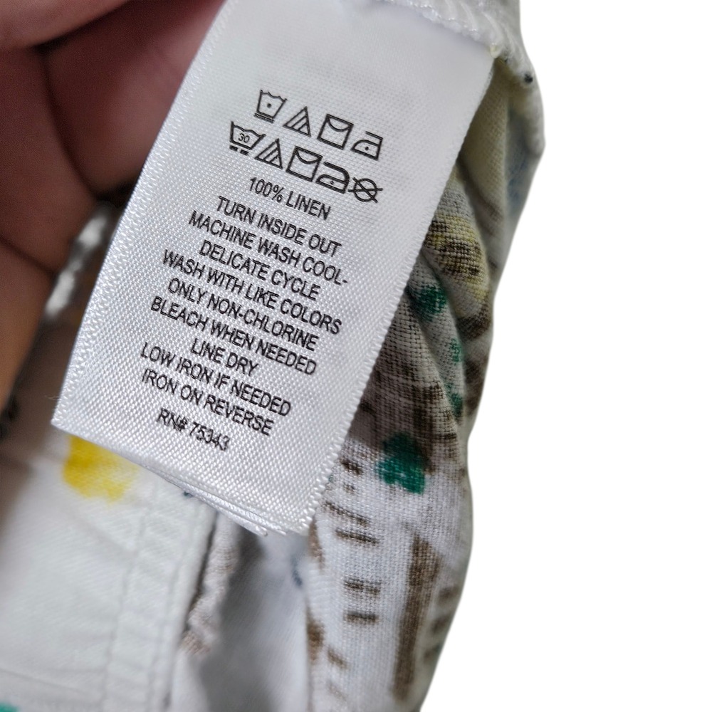 Cynthia Rowley Linen Pants Beach Coastal Print Wide Leg Medium Tropical Vacation - Picture 5 of 9
